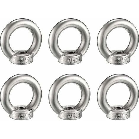 (silber) 6 Stück M12 Hebemuttern, Edelstahl-ringmuttern, Metrische Gewindeform, Innenring Für Zugang