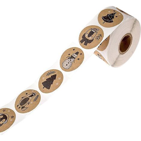 Weihnachtsgeschenkset, Schwarz-weiße Tieraufkleber Für Die Feiertage, Weihnachtsanhänger, 500 Stück/rolle