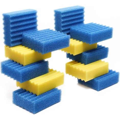 Cbf-350 / Mbf-350 Teichfilterschaum – Filterschaum Für Teichfilter, Ersatzfiltermaterial (6 X Grob Blau & 6 X Fein Gelb)