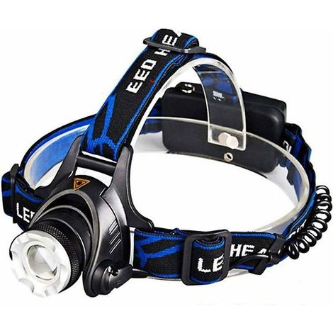 Schwarze Und Blaue Angel-stirnlampe T6/l2/v6, 3 Modi, Zoombar, Wasserdicht, Superhelle Campinglampe, Betrieben Mit 2 18650-batterien