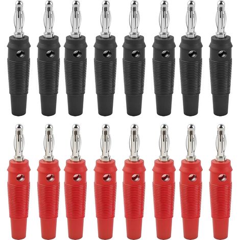 16 Bananenstecker, 4-mm-lautsprecherstecker, Lautsprecheranschluss Für Hifi-lautsprecher, Verstärker, Receiver Und Stereoanlagen, Schwarz Und Rot