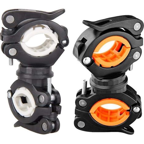 Stück Fahrrad-clip-taschenlampe, Orange Und Weiß, 360° Drehbare Fahrradlichthalterung, Universelle Fahrradtaschenlampe