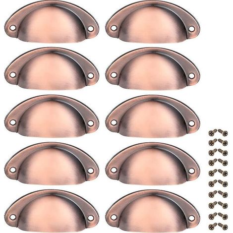 10 Stück Gebürstete, Rotbronzene Vintage-muschel-möbelgriffe Für Schubladen, Schränke, 82 Mm, Schranktürknöpfe Mit Schrauben