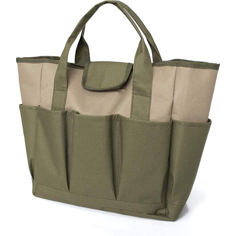 Gartengeräte-set (grün + Khaki), Große Gartentasche Mit Mehreren Fächern Für Gartengeräte-sets, Gartengerätetasche