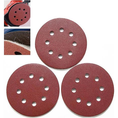 20 Stück (körnung 40/60/80/120/180) 125 Mm Klett-schleifscheiben Für Exzenterschleifer, Runde 8-loch-klett-schleifscheiben Für Exzenterschleifer