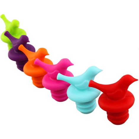 Set Mit 6 Weinflaschenverschlüssen, Silikon-weinverschlüsse, Hübsch, Dekorativ, Verschiedene Farben