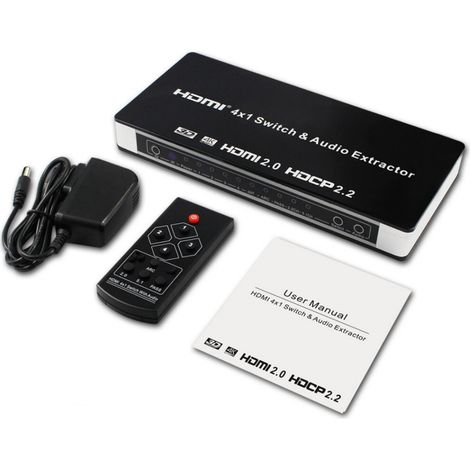4x1 Hdmi-switch Mit Uhd 4k-audio-splitter, Arc- Und Toslink/rca-ausgängen