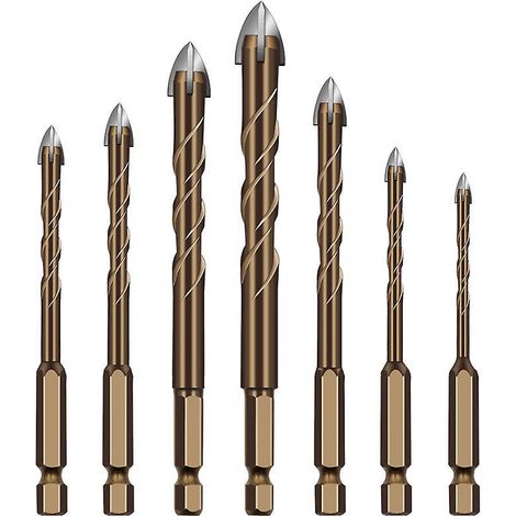 7-teiliges Keramikbohrer-set: Kreuzsechskant-fliesenbohrer Für Beton, Wände Und Glas. Inklusive Overlord-bohrer Zum Bohren Von Löchern.