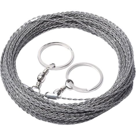 1-5m Outdoor Hand Drawn Rope Saw Portable Stainless Steel Wire Saw Manual Cutting Chain Camping Hiking Survive Woodworking Tools(2m)