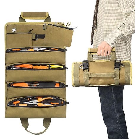 Elektriker-set, Rollentasche, Aufbewahrungstasche, Hängetasche, Kfz-montageset – Khaki