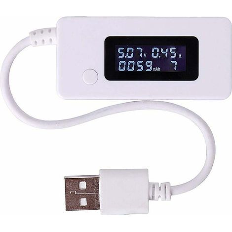 Weißes Lcd-rückteil Mit Hintergrundbeleuchtung, Digitales Lcd-display, Usb-amperemeter, Voltmeter, Lastkapazitätserkennung, Tabellendetektor