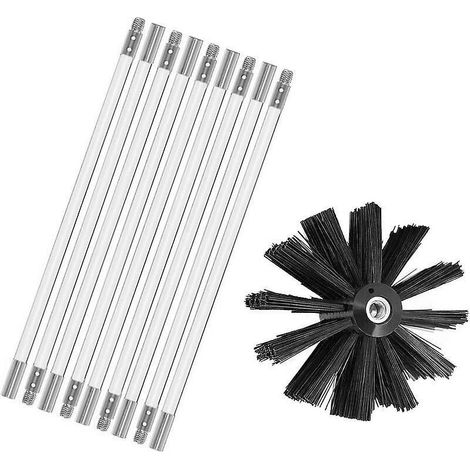 Schornsteinfeger-set, Bürstenset Für Schornsteinfegerwerkzeuge, Enthält 9 X 410 Mm Flexible Stangen Und Einen Stangenbürstenkopf