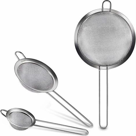 [dickgriff] 3er-set Professionelle Sieb-krallen-tropfer, Drei Verschiedene Siebgrößen Mit 8 Cm Langen Edelstahlgriffen