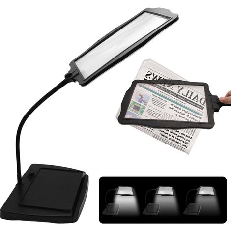 3-fach Vergrößernde Leselupe Mit Licht Und Stativ, 2-in-1-tischlupe Mit 48 Leds, Usb-360°-lampe Zum Lesen, Nähen Und Basteln (weißes Licht)