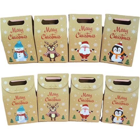 (4 Designs) Weihnachtsgeschenktüten, 24 Papiergeschenktüten, Geschenktüten Für Süßigkeiten Und Kekse Für Kinder