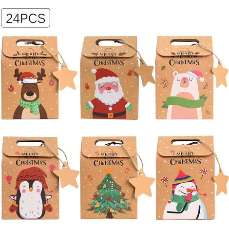 Weihnachtsgeschenktüten, 24 Papiergeschenktüten, Geschenktüten Für Süßigkeiten Und Kekse Für Kinder