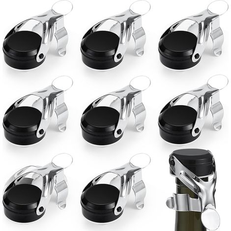 8-teiliges Set Wiederverwendbarer Edelstahl-wein- Und Champagnerverschlüsse – Luftdichter Verschluss, Auslaufsicher, Hält Ihren Prosecco, Cava Oder Wein Frisch Und Prickelnd