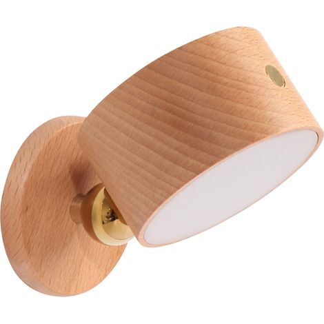 Wall Sconce - Lamp - Usb Rechargeable - Dimmable - 360° Rotatable - Magnetic - Wooden - Indoor Wall Lighting - Bedroom Living Room Hallway - 1 Piece