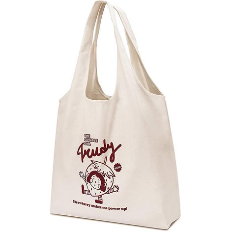 Stofftasche Mit Erdbeermuster (42 X 31 Cm), Damen-einkaufstasche, Wiederverwendbare Stofftasche Mit Erdbeermuster, Lo