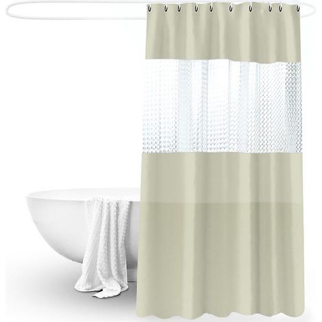 Beige Duschvorhang 180x200, Anti-schimmel-duschvorhang, Badvorhang