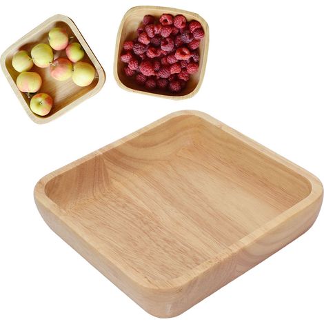 Dicke, Quadratische Salatschüssel Aus Holz, 18 Cm – Schlichtes Und Modernes Restaurantgeschirr Für Salate Und Reis