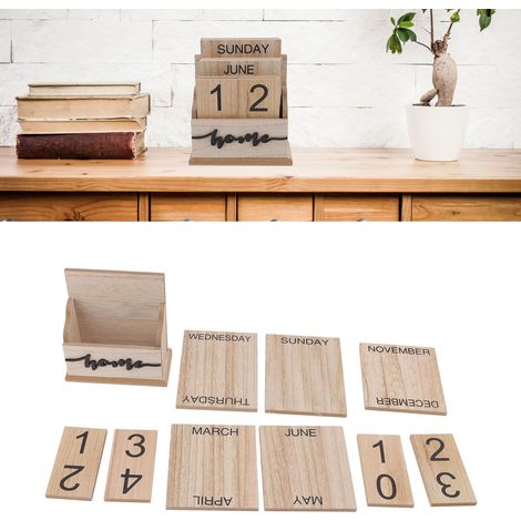 Ewiger Kalender Aus Holz – Vintage Und Elegant, Wiederverwendbarer Tischkalender