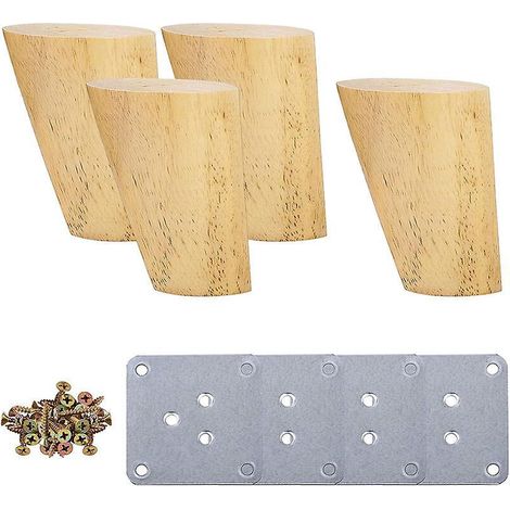 Set Mit 4 Beinen – 6 Cm Für Holzmöbel, Schräge Tischbeine Mit Montageplatten Und Schrauben