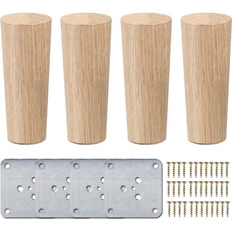 3 Zoll Gerade Holzmöbelbeine, La Vane 4-teiliges Rundes Tischbein-set Aus Naturholz Mit Schrauben Und Bodenschonern Für Diy-möbel Und Sofas
