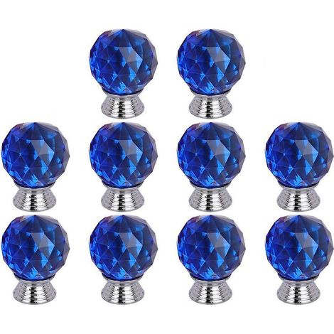 10x Türknöpfe Aus Blauem Kristall-diamant, 30 Mm Durchmesser, Schubladen- Und Schrankgriffe Mit Schrauben
