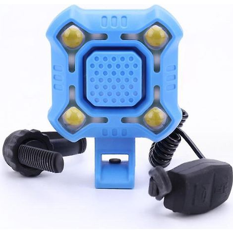 (blau) 140 Db Fahrradklingel, 4 Fahrradlichter, 1200 Mah Elektrische Hupe, Lauter Alarm, Sicherheits-fahrradklingel