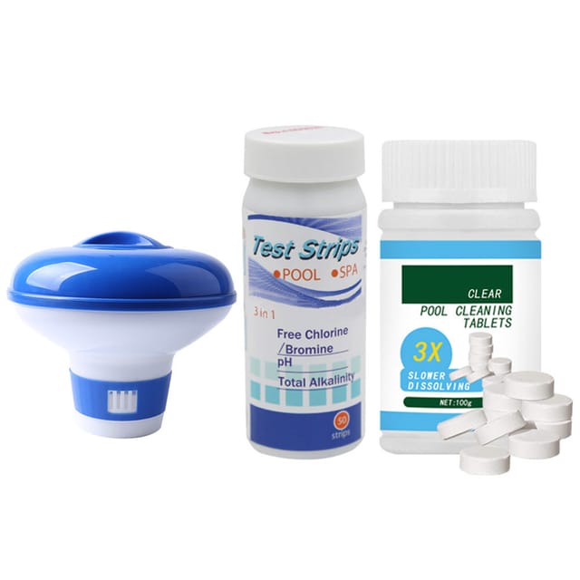 Brausetabletten Für Den Pool, Reiniger Mit Schwimmendem Spender Und Ph-teststreifen
