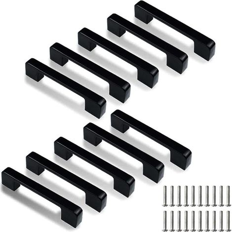 Set Aus 10 Quadratischen Küchentürgriffen Aus Edelstahl Mit Einem Lochabstand Von 128 Mm (schrauben Enthalten)