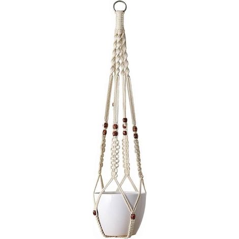 Makramee-hängepflanze Topf Hängende Pflanze Halter Gartendekoration Mit 4 Beinen Aus Baumwollseil 89 Cm