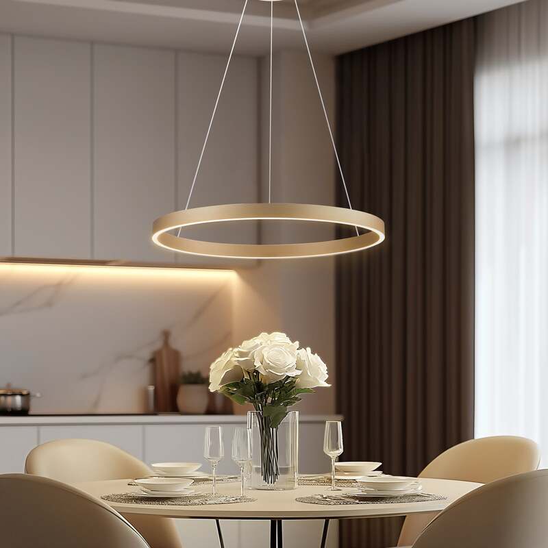 [gebraucht] B-ware Lucande Hängeleuchte Yonam Led Pendelleuchte Dimmbar Gold 1-flammig Tuya 250cm