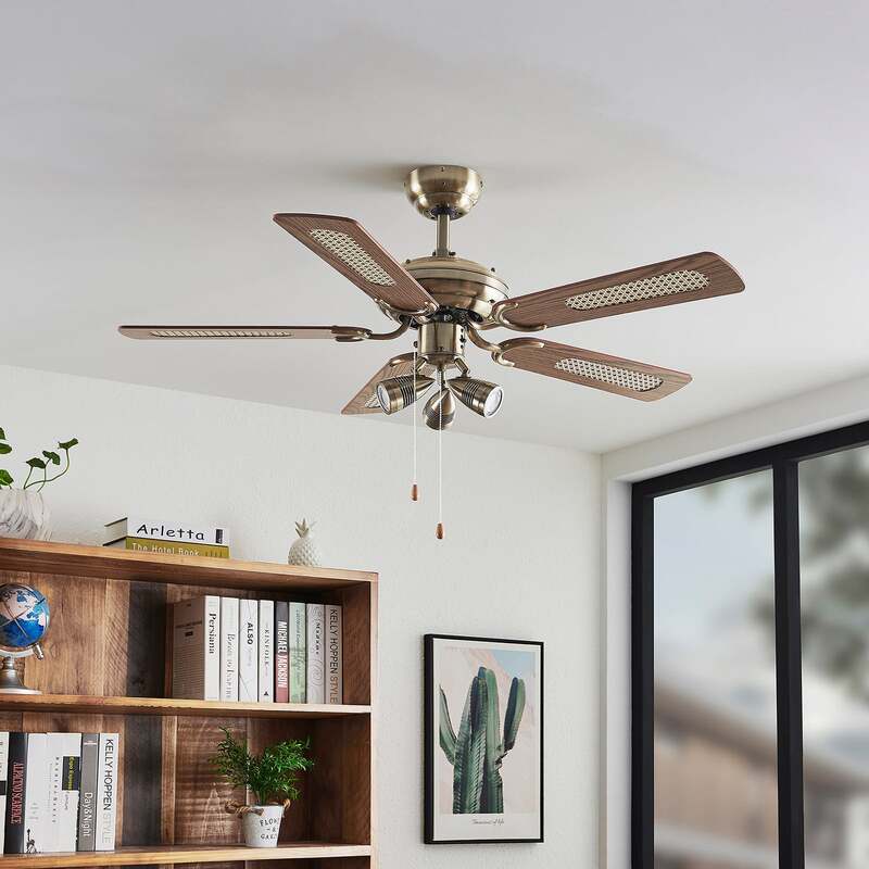 [gebraucht] B-ware Lucande Deckenventilator Anariki Mit Licht Leise Messing Für Räume Bis 15 M²