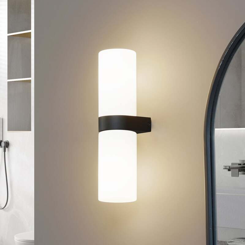 [gebraucht] B-ware Lucande Bad-wandleuchte Basolo Led Dimmbar Schwarz 31,5cm Glas Lampe Leuchte