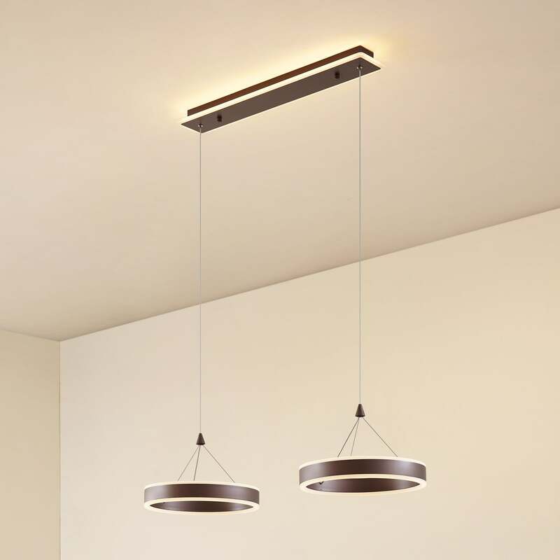 [gebraucht] B-ware Lucande Led-hängeleuchte Kolo 2-flg Dimmbar Braun Eisen 21,6 W Warmweiß
