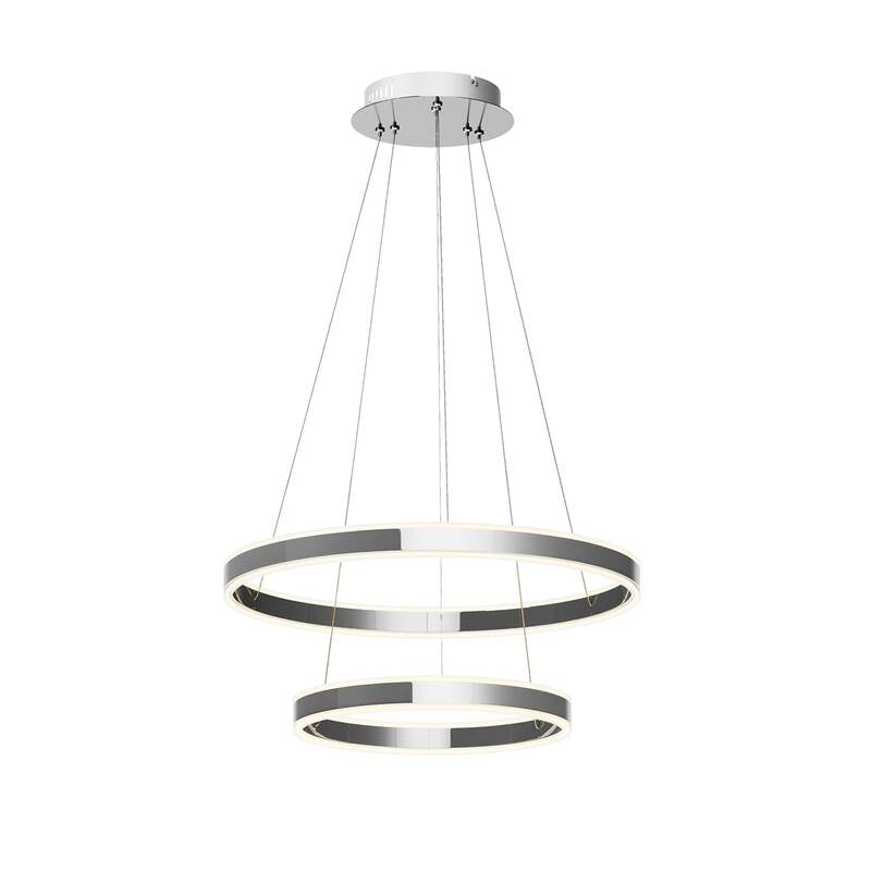 [gebraucht] B-ware Lucande Pendelleuchte Hängeleuchte Lyani Led Dimmbar Chrom 60cm 2-flg. Leuchte