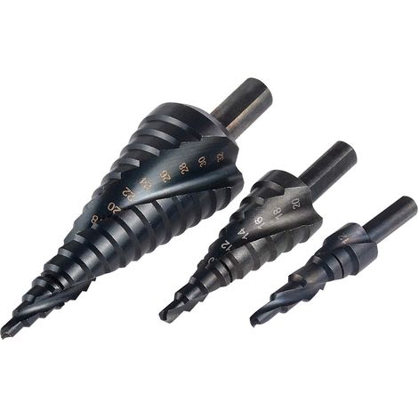 Set Mit 3 Hss-stufenbohrern Mit Titanbeschichtung: 4-12/4-20/4-32 Mm