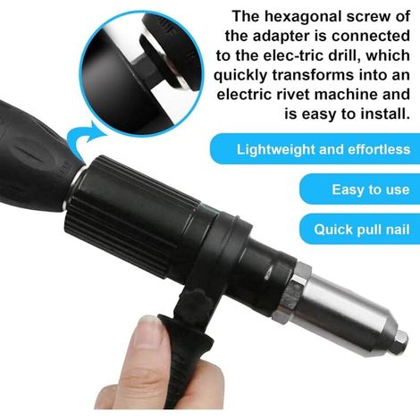 Adapter Für Elektrische Nietpistole, Nietbohrer-adapter, Einpresswerkzeug Für Muttern Mit Nietkopfdurchmesser 2,4/3,2/4,0/4,8 Mm Und Schwarzem Griffschlüssel