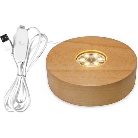 Lampenfuß Aus Massivem Holz – Wiederaufladbarer, Drehbarer Präsentationsständer Mit Led-licht Und Fernbedienung