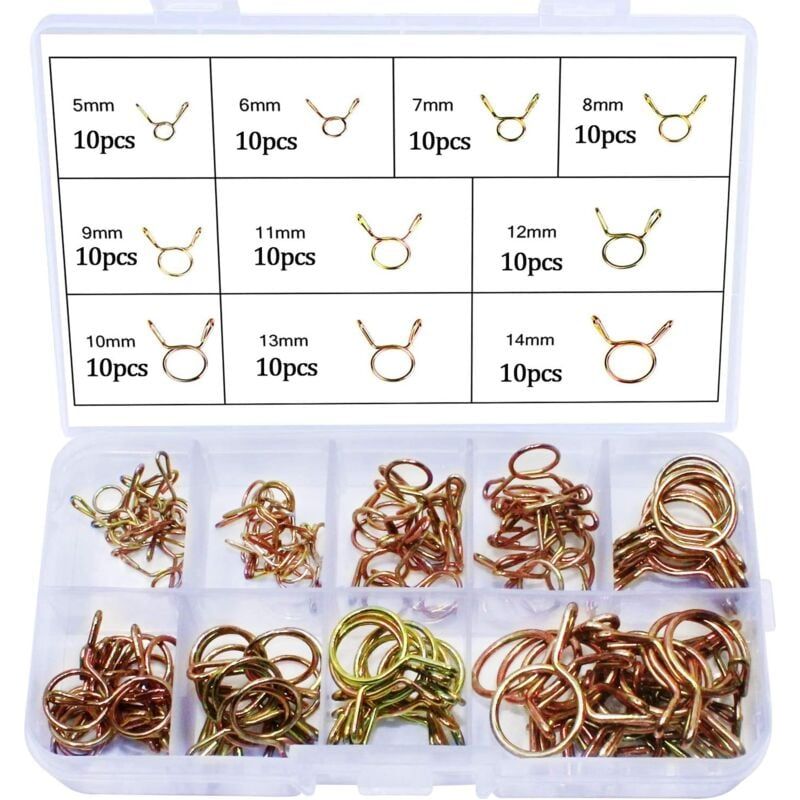 Federbelastete Schlauchschellen Für Kraftstoffleitungen, 100 Stück, 5 Mm, 6 Mm, 7 Mm, 8 Mm, 9 Mm, 10 Mm, 11 Mm, 12 Mm, 13 Mm, 14 Mm