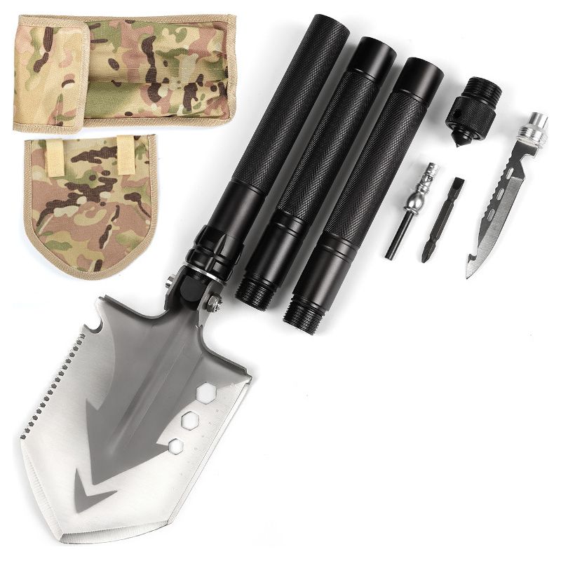 Klappbarer Überlebensspaten Mit 12 Funktionen – 82 Cm – Multifunktional Für Camping, Survival, Wandern Und Gartenarbeit