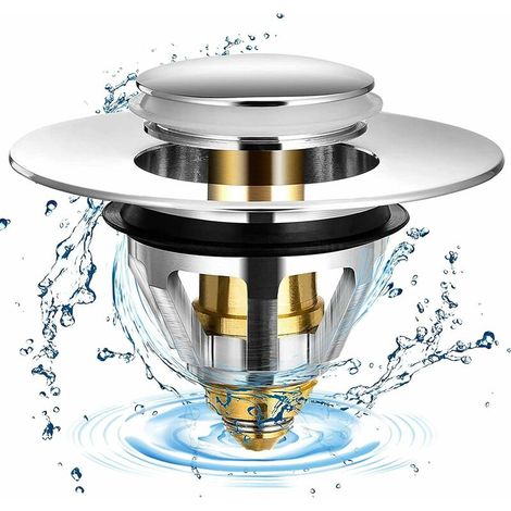 Universeller Edelstahl-waschbeckenstöpsel Mit 2 Dichtungen – Geeignet Für 32-mm- Und 38-mm-spülbecken