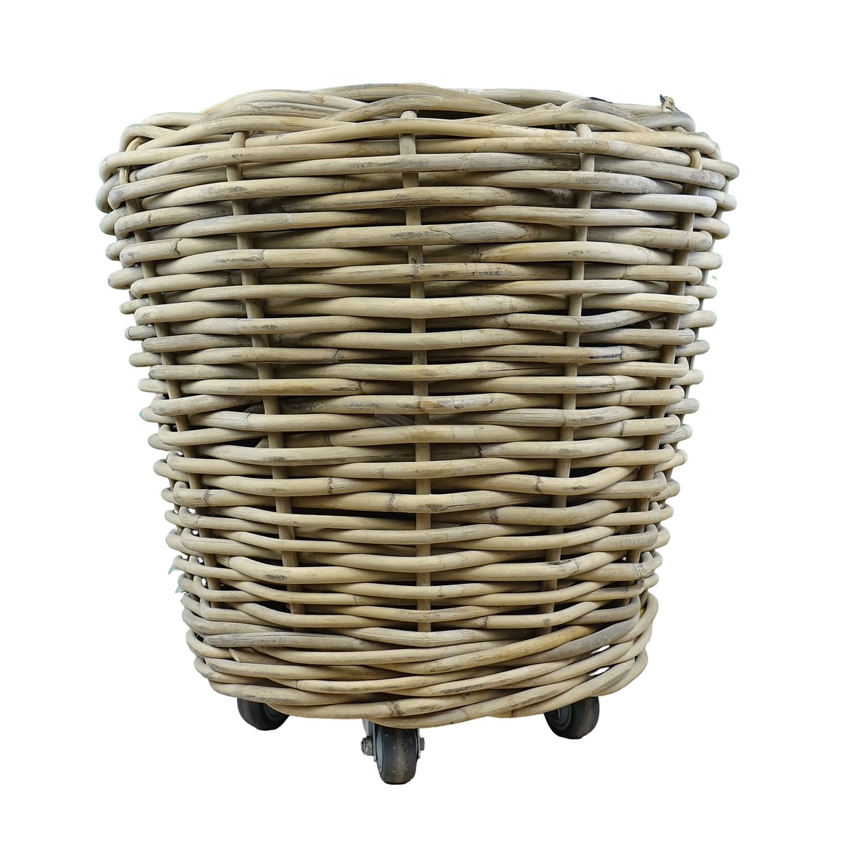 Van Der Leeden Drypot® Rattan Pflanzkübel Grau Auf Rollen Ø 68 Cm - Sylter Körbe