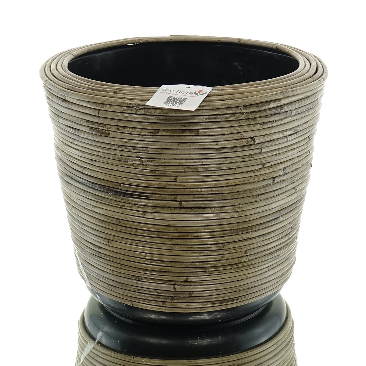 Van Der Leeden Drypot® Stripe Rattan Pflanzkübel Grau Ø 35 Cm - Sylter Körbe