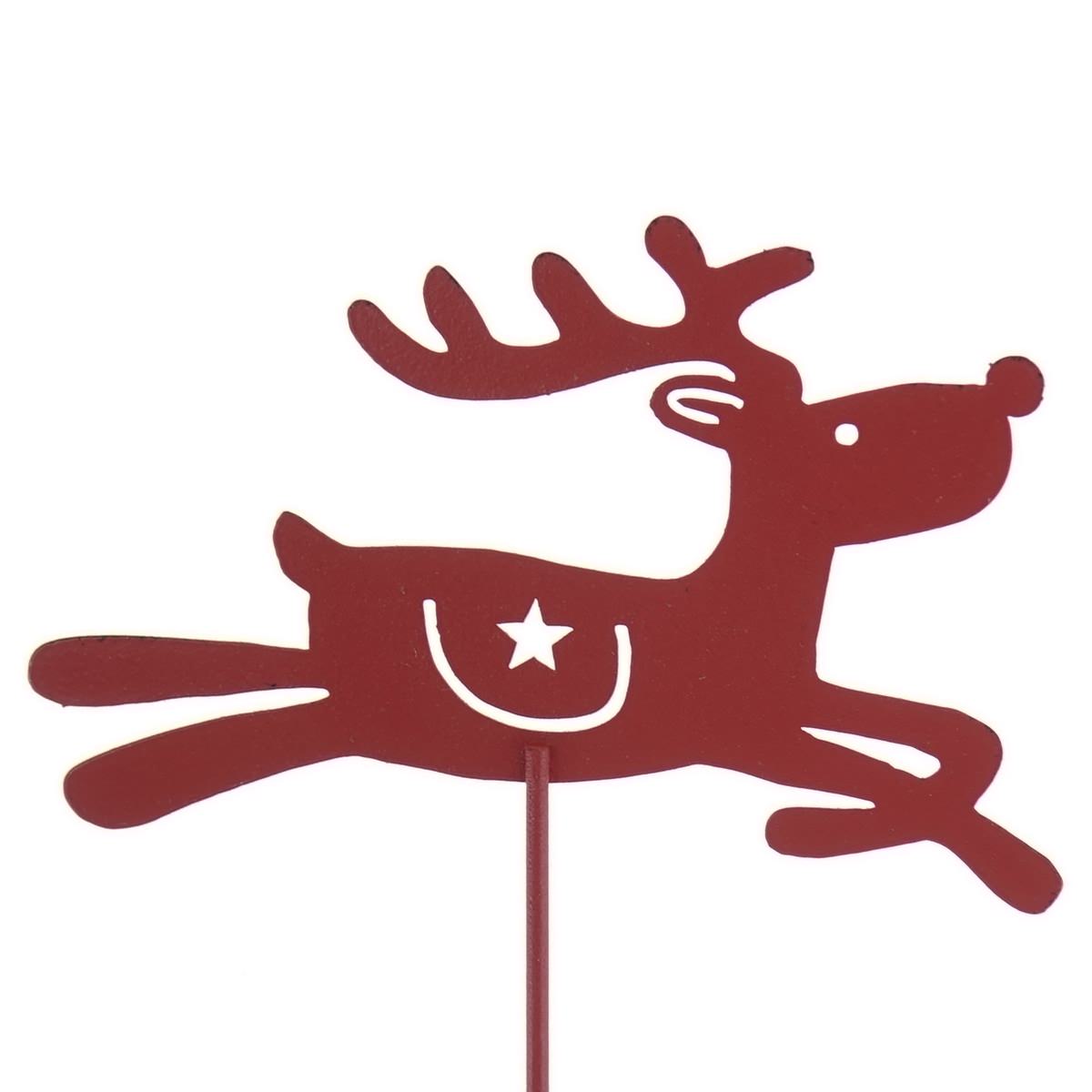 Posiwio Weihnachtspflanzenstecker Elch Rot Springend 25 Cm - Metall