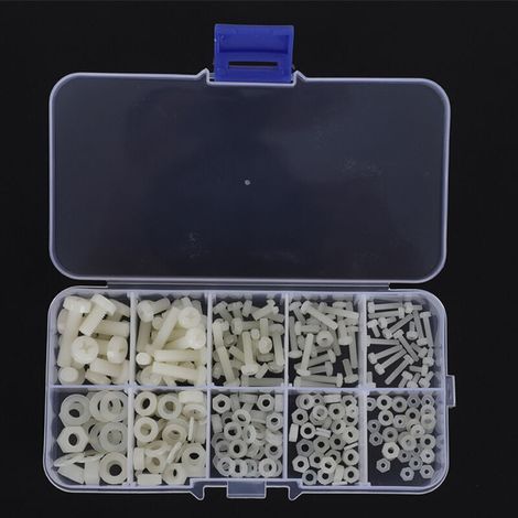 M2 M2.5 M3 M4 M5 Schraubenmutter-set, 270-teiliges Nylon-schraubenmutter-unterlegscheiben-set Für Befestigungen (weiß)