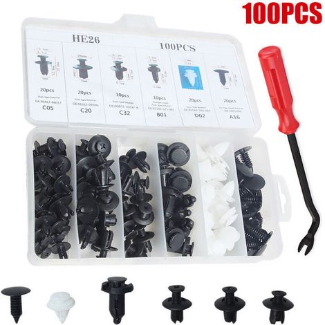 100 Stück Auto-clips, Kunststoff-karosserie-befestigungsnieten, Drückbefestigungen Für Stoßstange, Tür Und Verkleidungspaneel-schrauben, Inklusive Ausziehwerkzeug