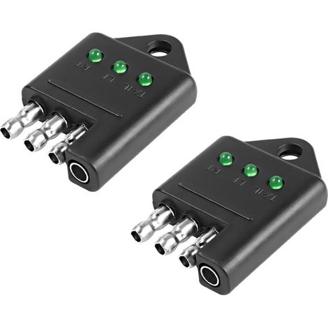 4-poliger Anhängersteckdosen-tester – 4 Kanäle – Flach – Lichttester – Für Verkabelung Von Anhängern – Mit Led-anzeigen – Schaltkreis-tester – Autozubehör – 2 Stück